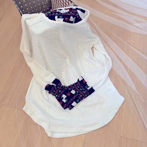 Waffle weave llama lounge shirt